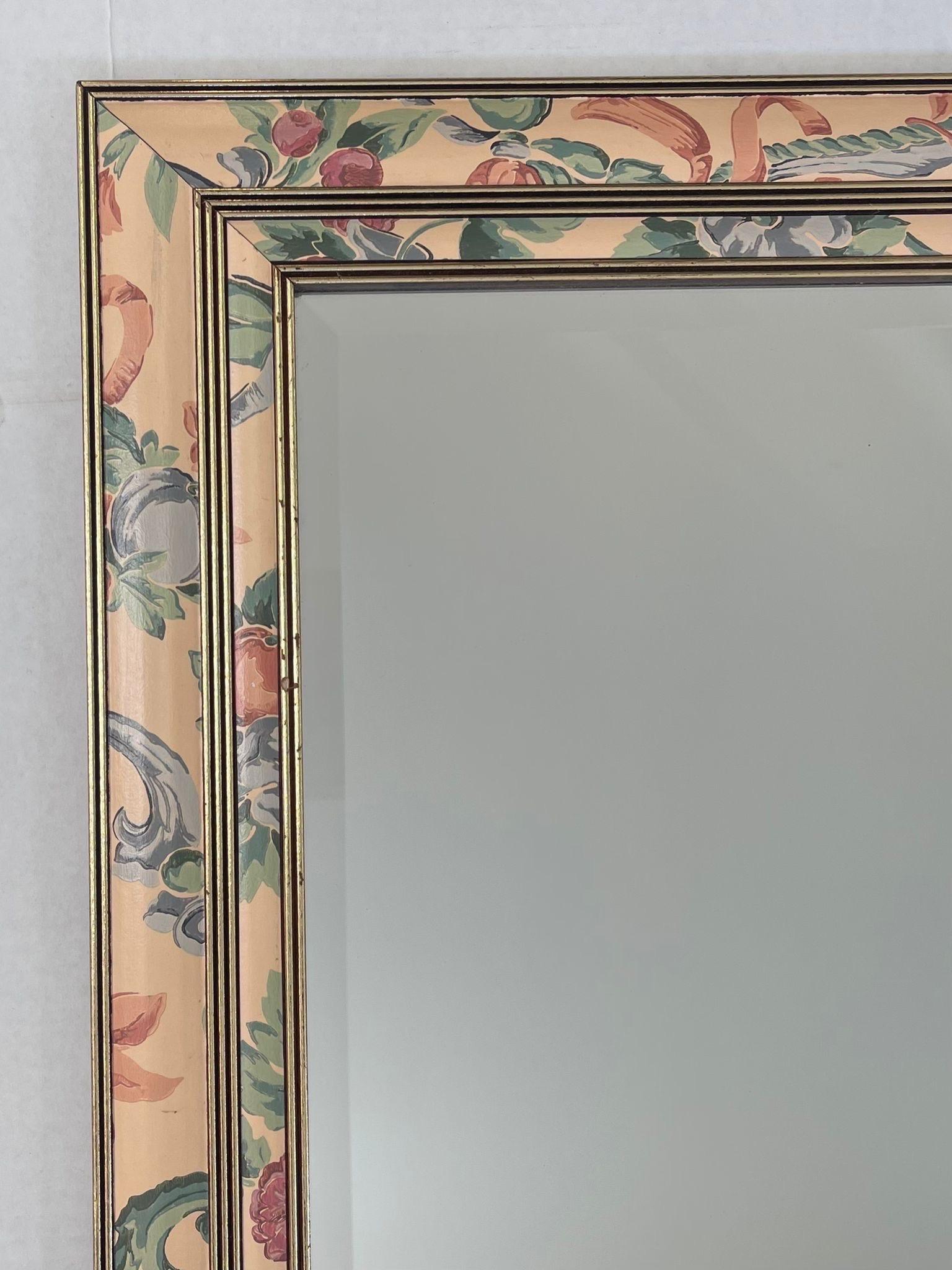 Late 20th Century Vintage Mirror With Floral Frame. Made in Canada For Sale