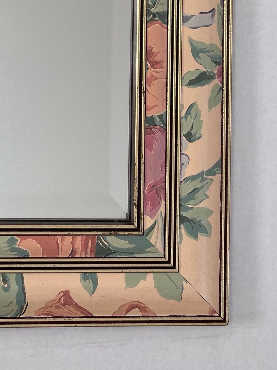 Vintage Mirror With Floral Frame. Made in Canada For Sale 2