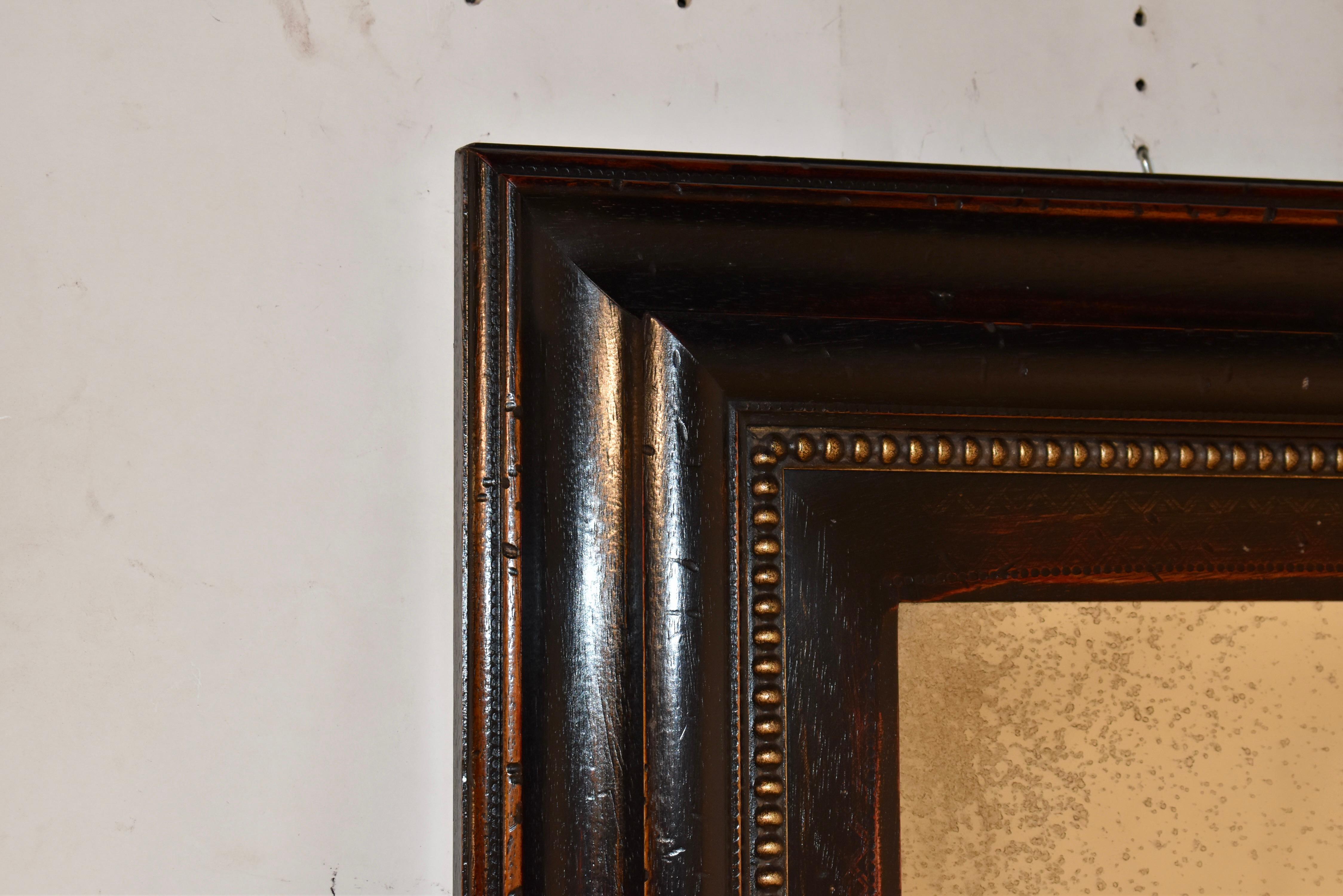 Hand-Painted Vintage Mirror with Wide Molded Frame For Sale