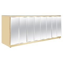 Vintage Mirrored and Brass Credenza by Ello