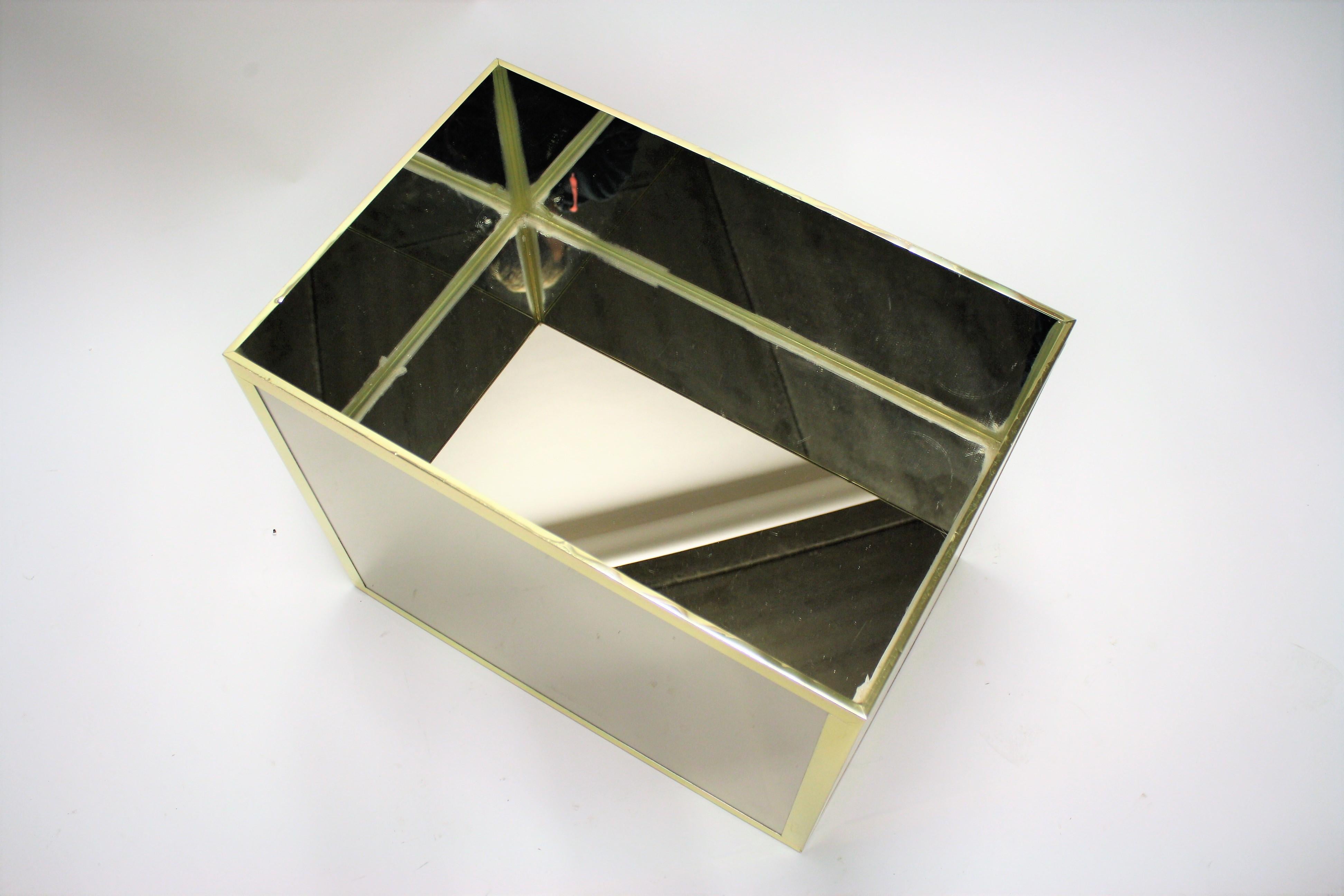 Vintage Mirrored and Brass Planter, 1970s (Hollywood Regency)
