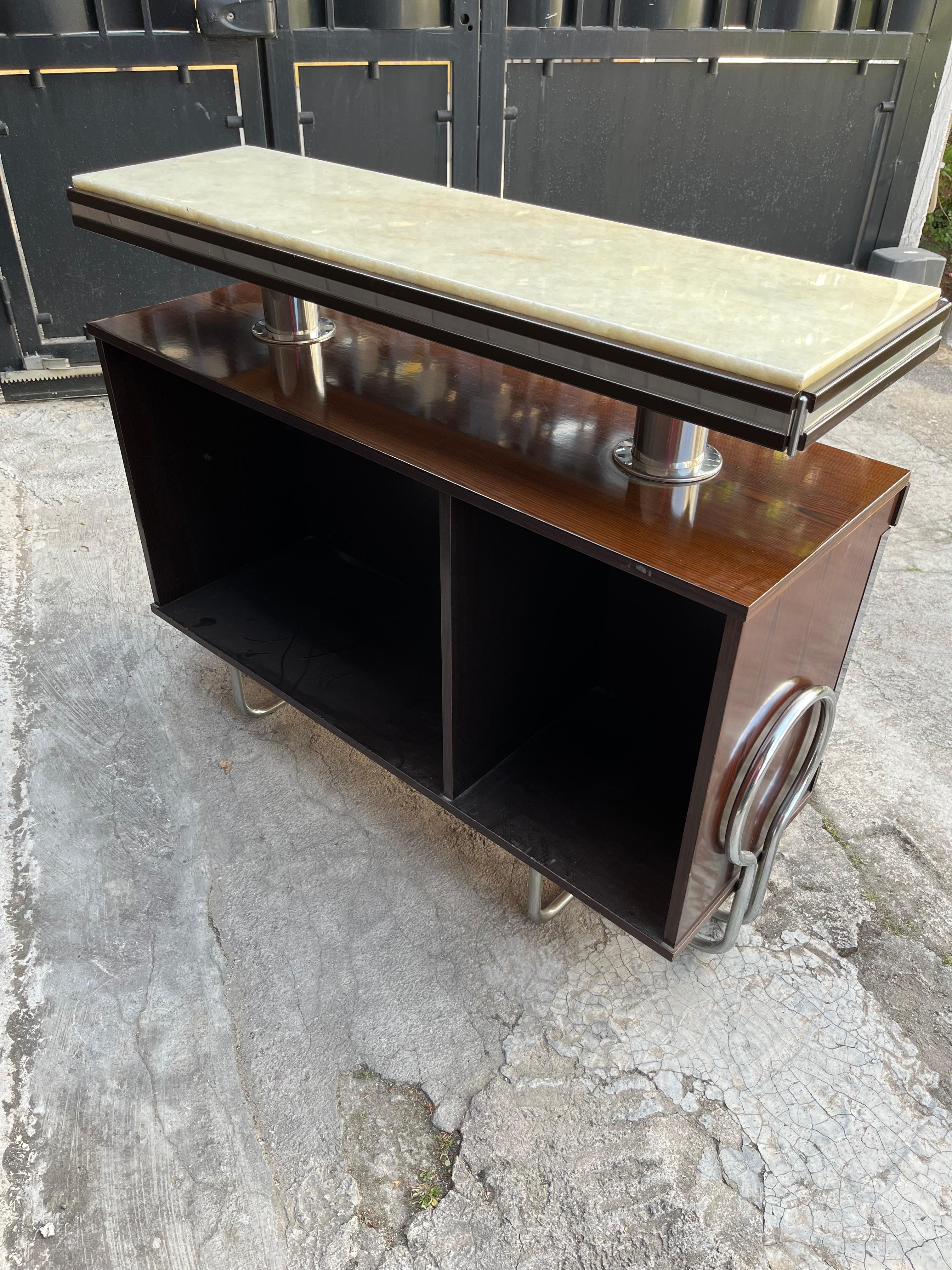 Vintage Mirrored Bar Cabinet With Stool Attributed to Luciano Frigerio 1970s 1