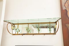 Vintage Mirrored Coat Rack in the Style of Fontana Arte, Brass and Glass, Italy