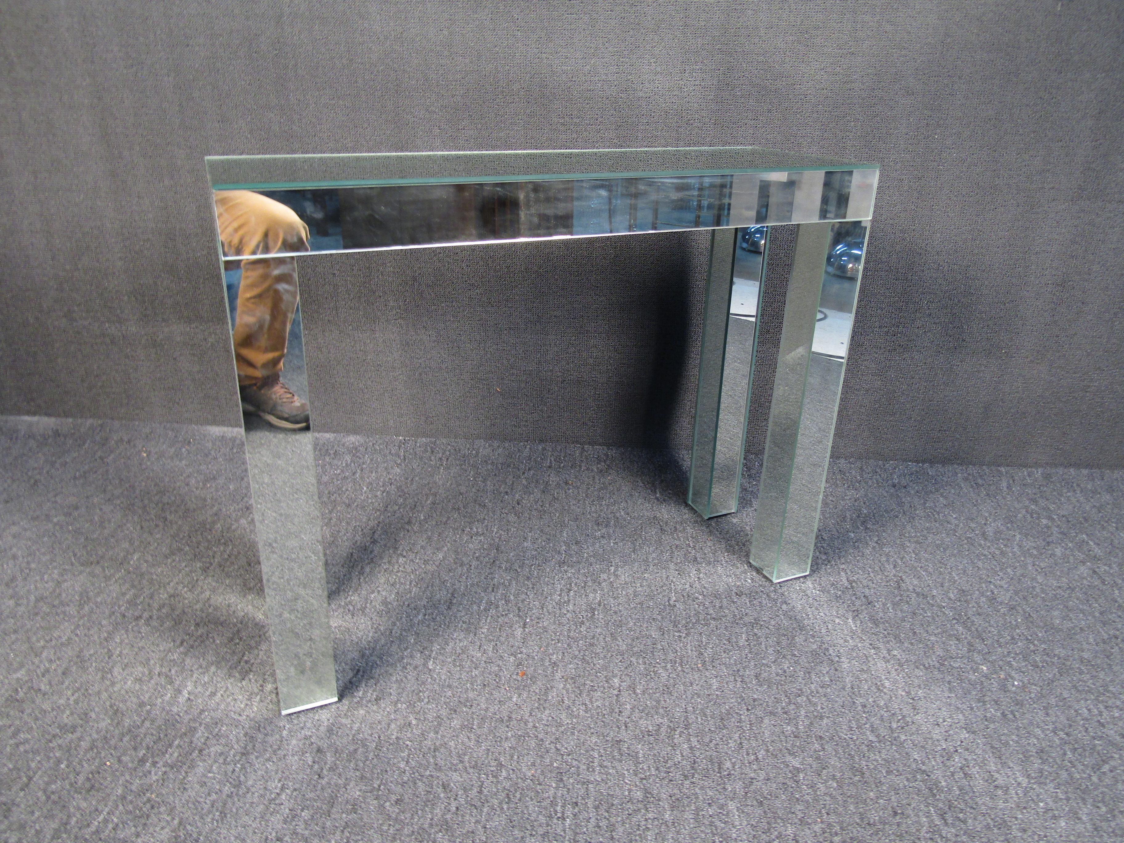 Mid-Century Modern Vintage Mirrored Console Table For Sale