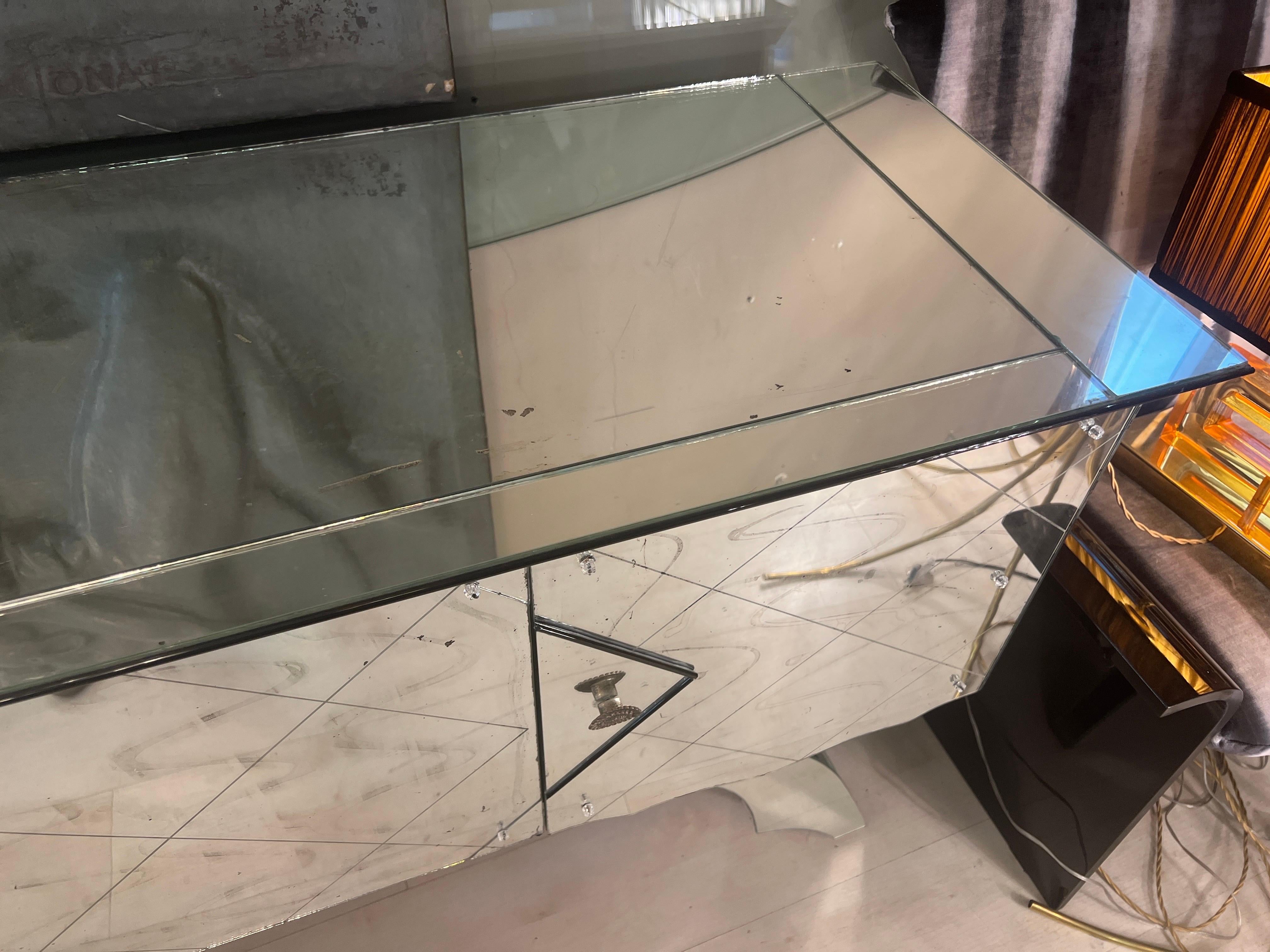 Vintage Mirrored Credenza with 4 doors, 1950s 5