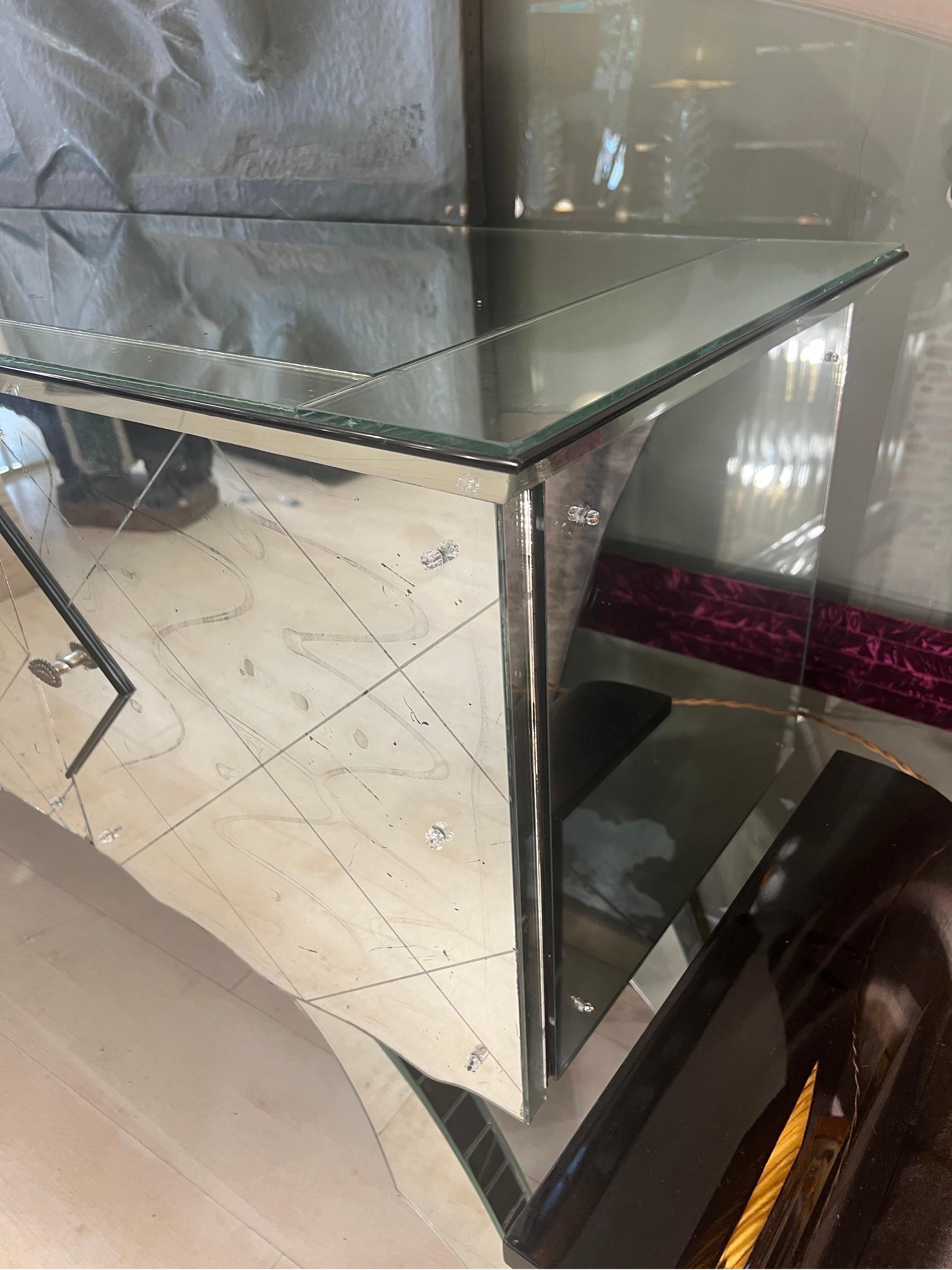 Vintage Mirrored Credenza with 4 doors, 1950s 9