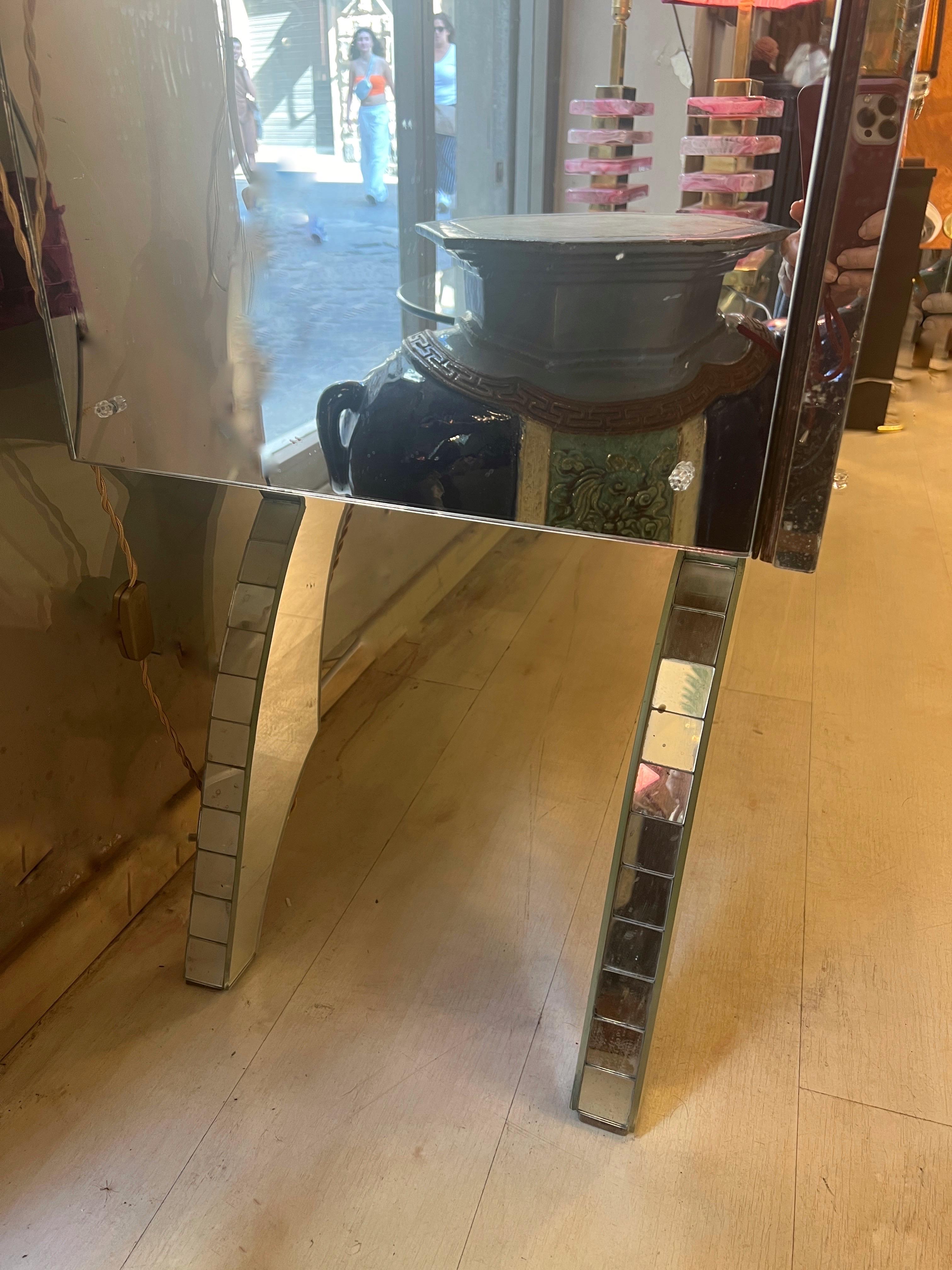 Vintage Mirrored Credenza with 4 doors, 1950s 10