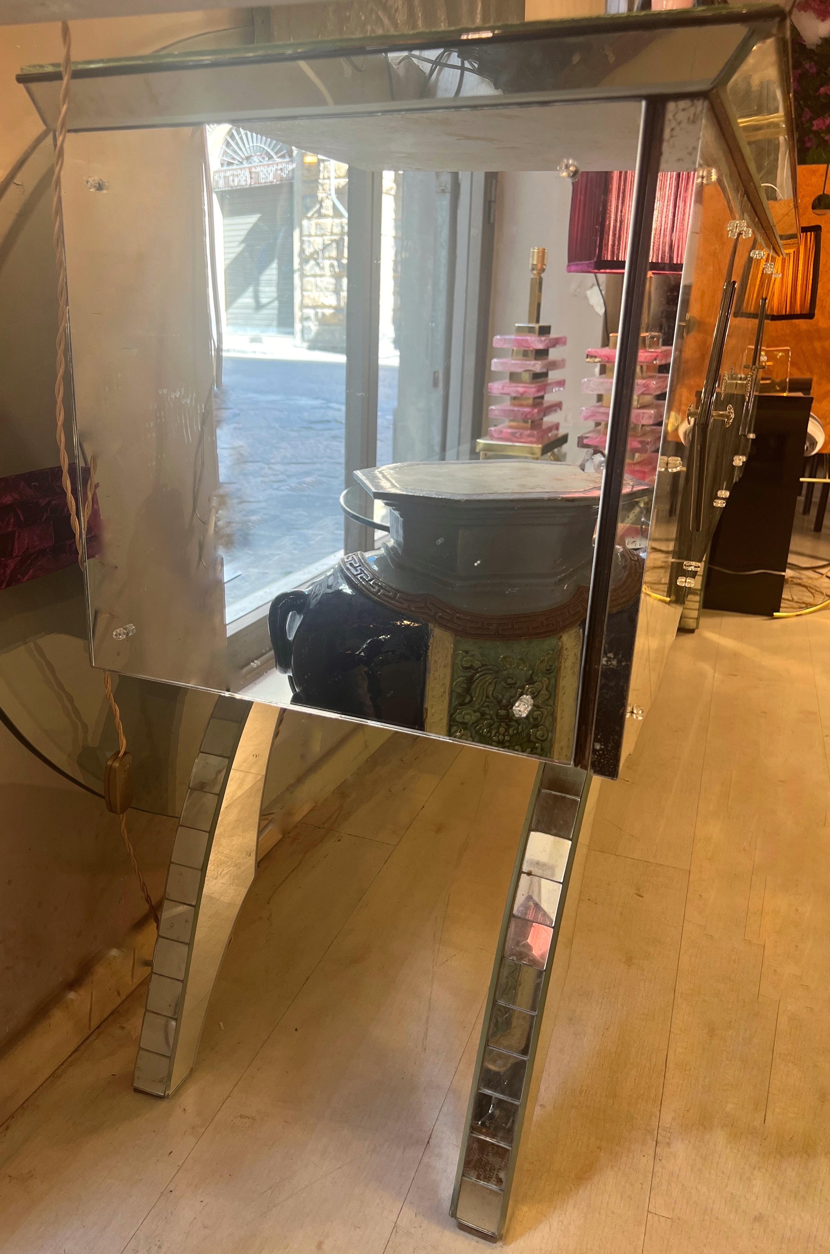 Vintage Mirrored Credenza with 4 doors, 1950s 11