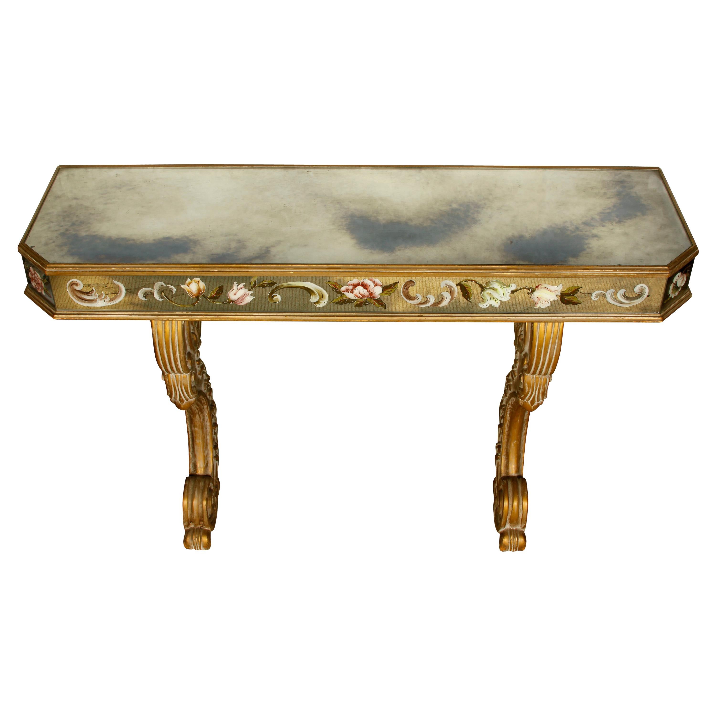 Vieille console murale déco avec miroir en vente