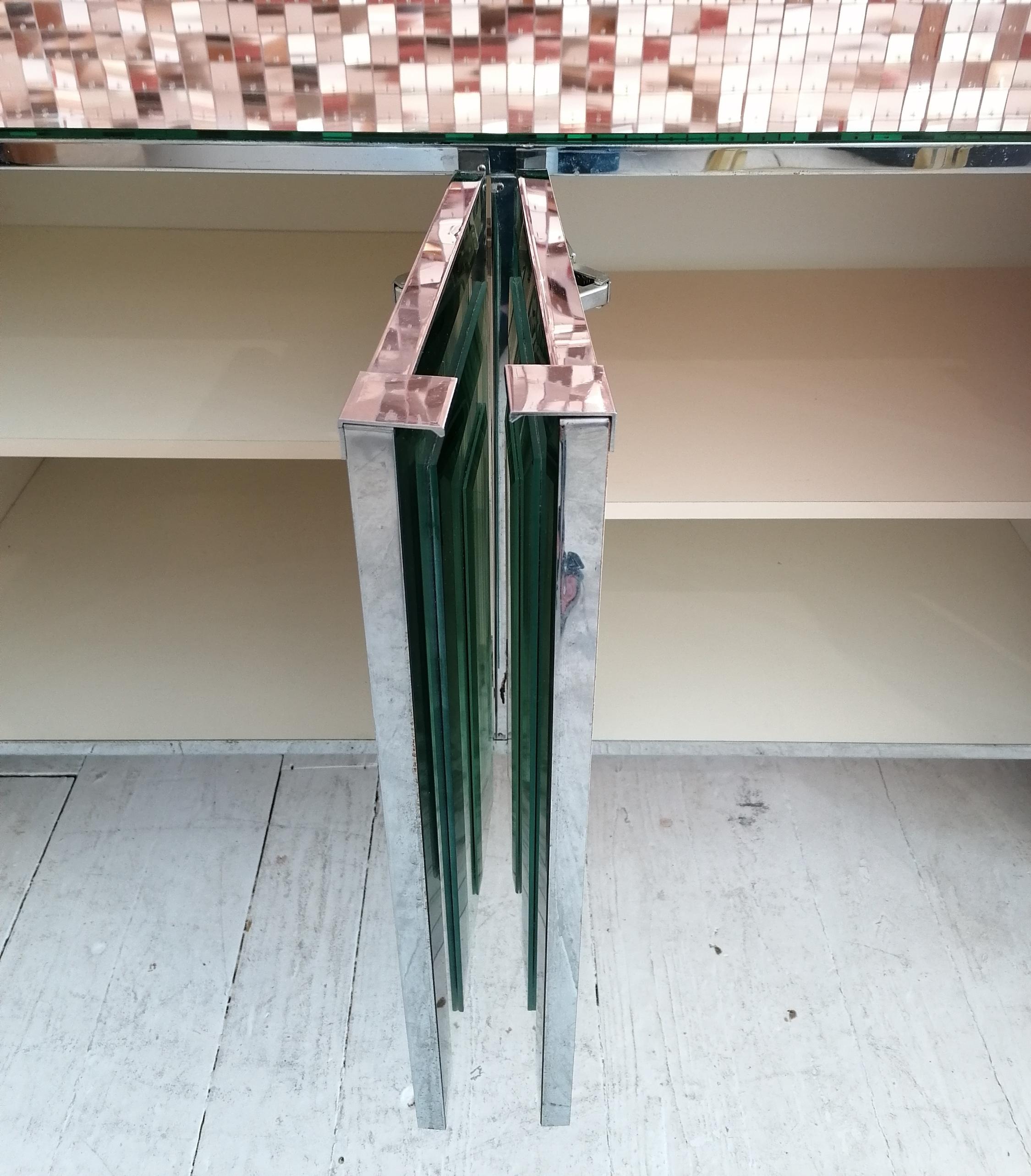 Vintage Mirrored Glass & Chromed Steel Sideboard by Ello Furniture, USA 1980s 8