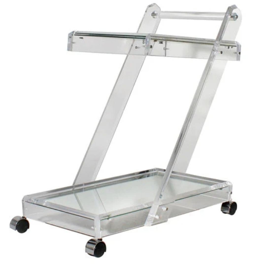 Vintage verspiegelte Lucite Bar Wagen (amerikanisch) im Angebot