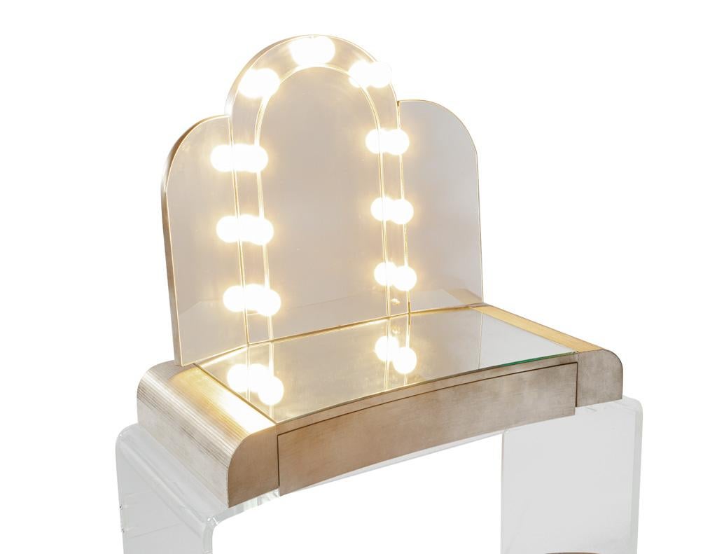 Hollywood Regency Vintage Mirrored Modernist Lucite Acrylic Vanity Set