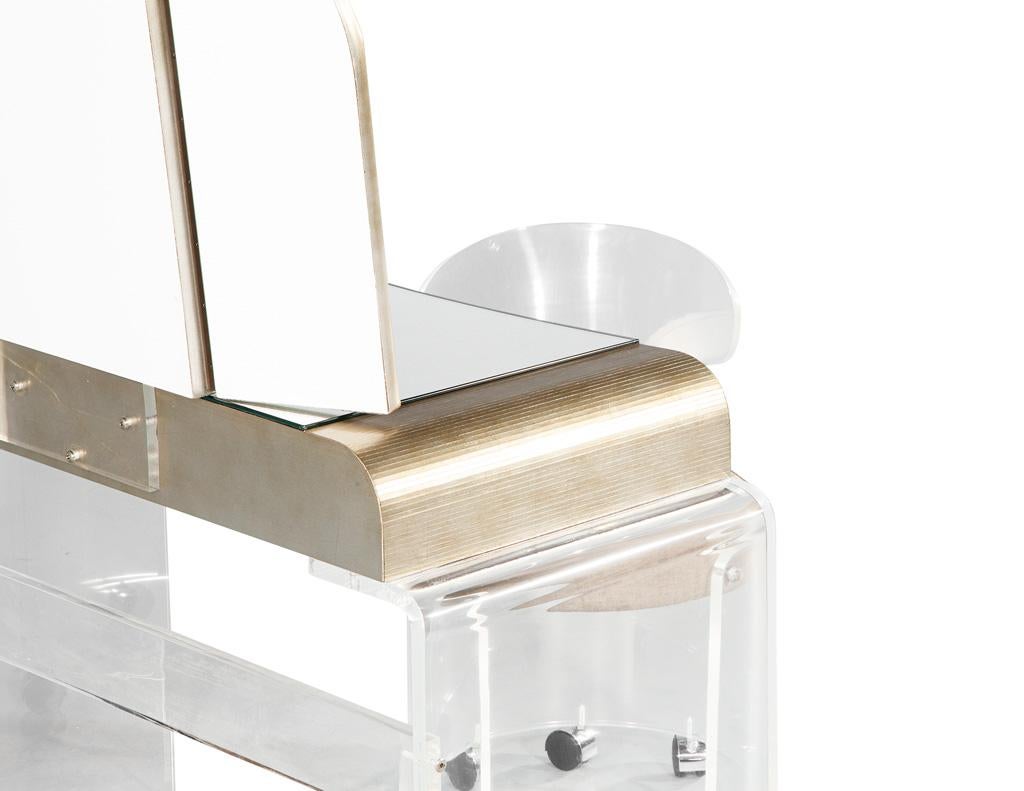 Vintage Mirrored Modernist Lucite Acrylic Vanity Set 3