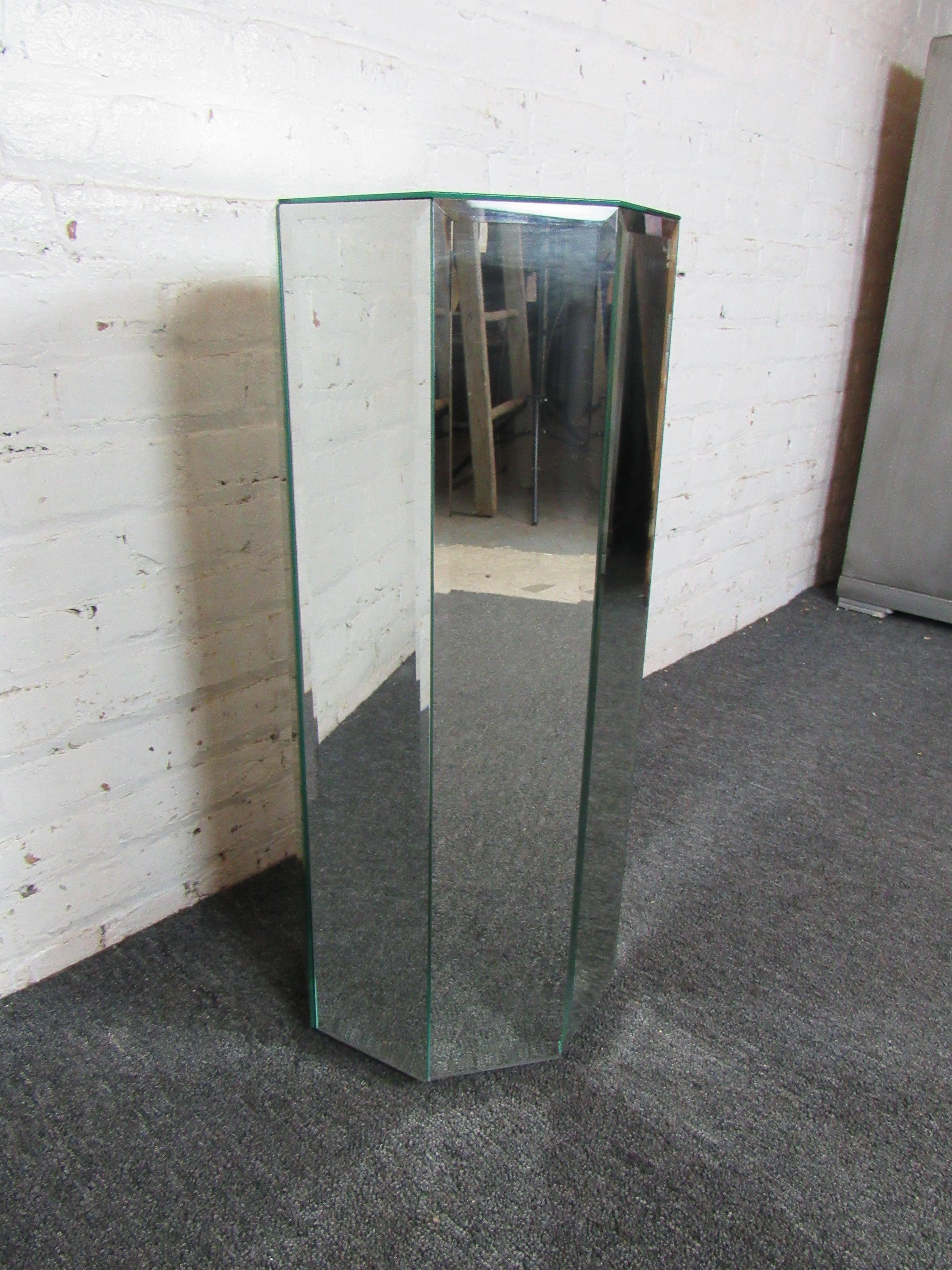 Mid-Century Modern Vintage Mirrored Pedestal