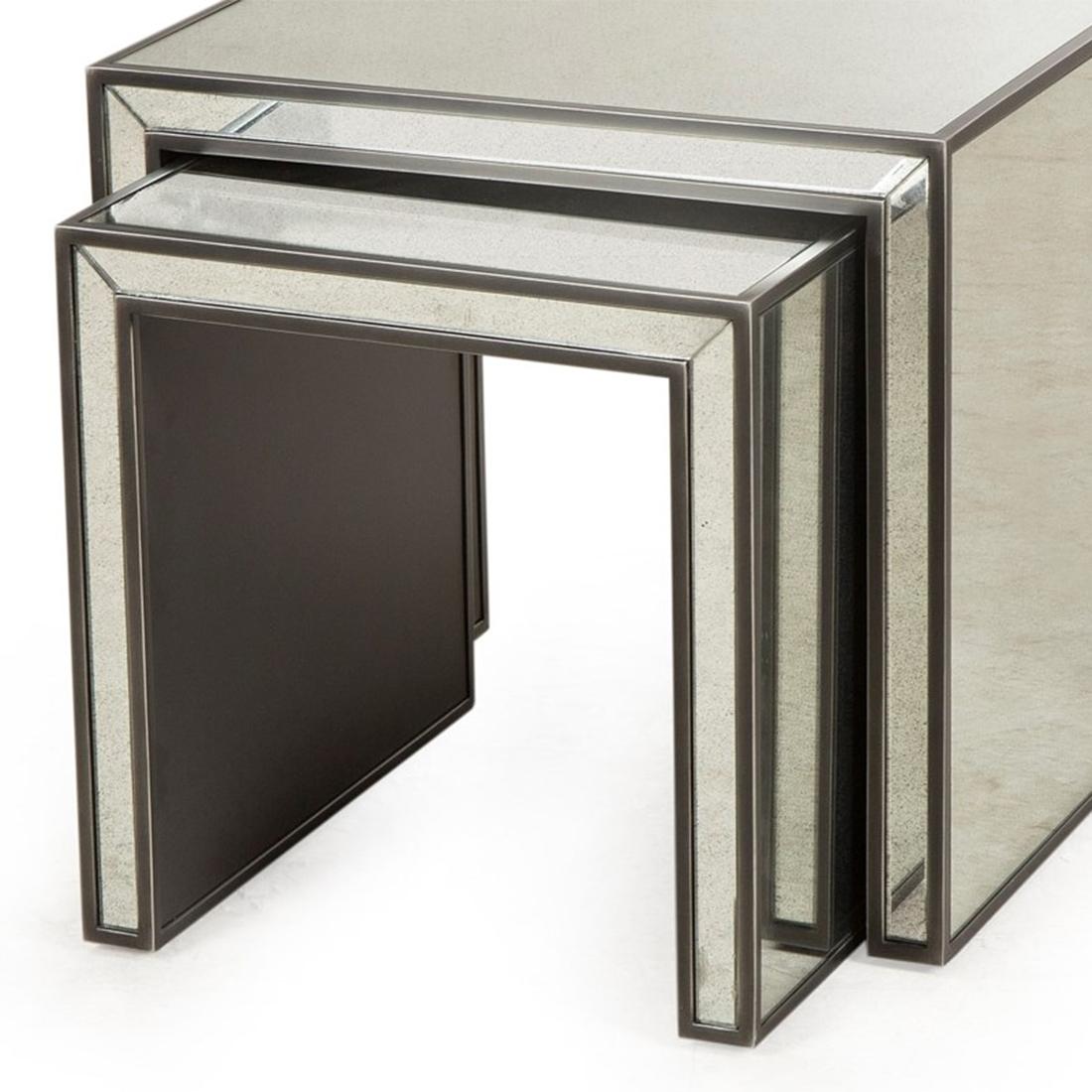 Contemporary Vintage Mirrored Set of 2 Side Table