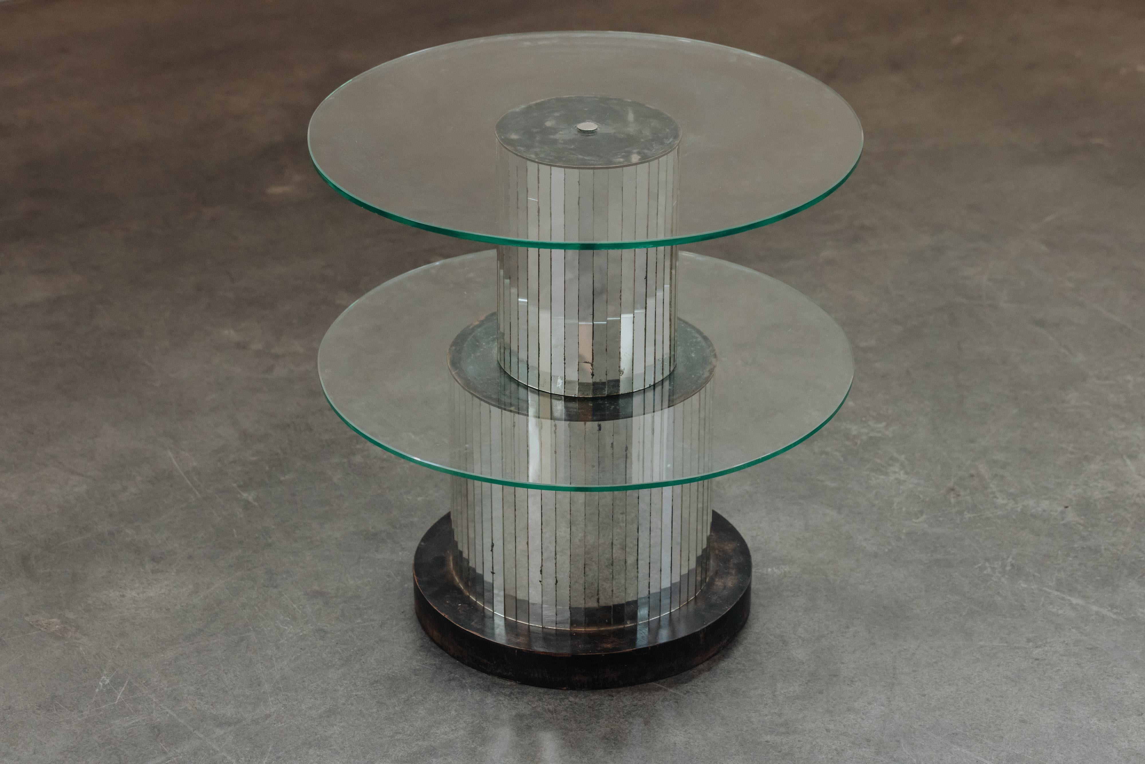 Vintage Mirrored Side Table From Italy, Circa 1970s In Good Condition For Sale In Nashville, TN