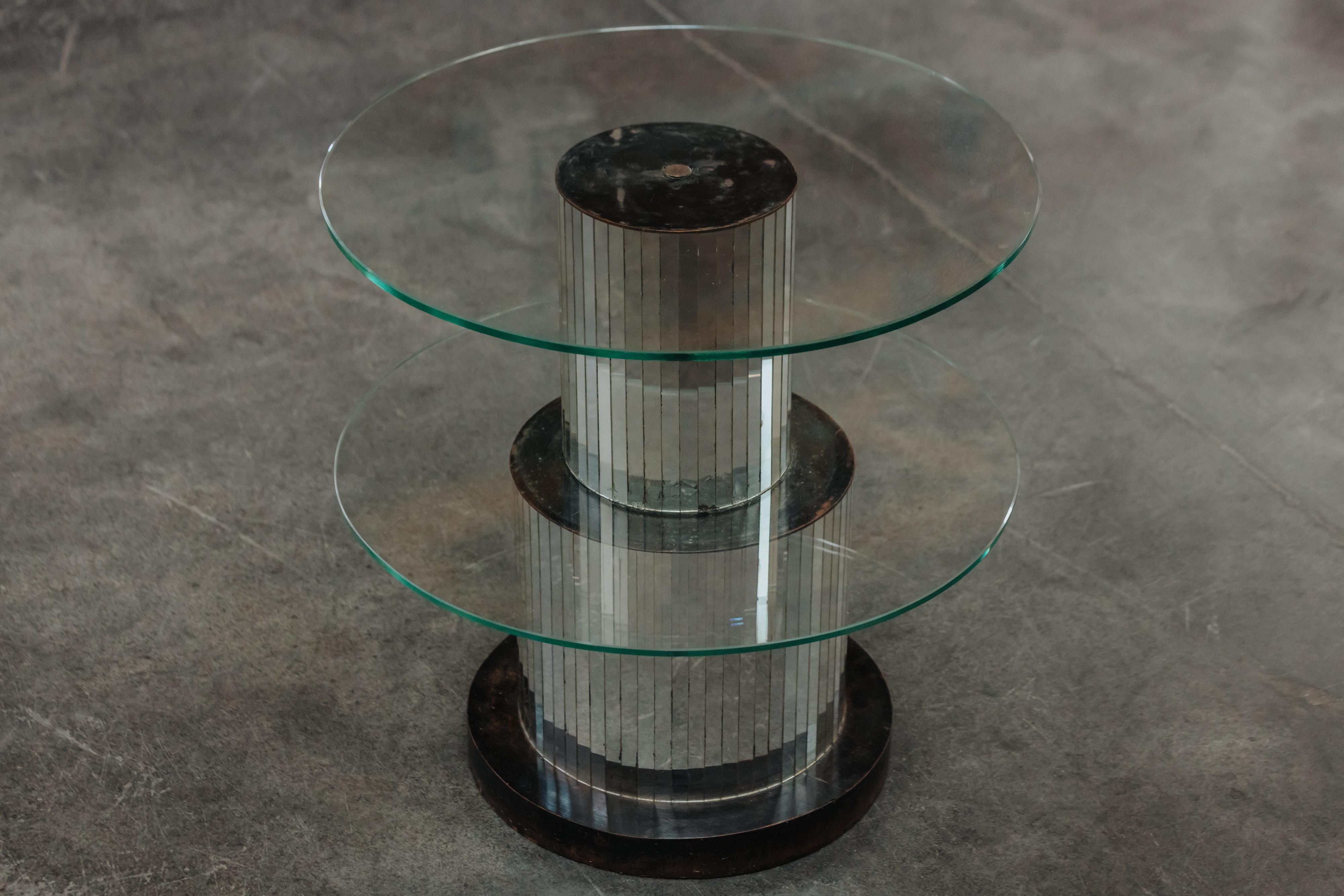 Late 20th Century Vintage Mirrored Side Table From Italy, Circa 1970s For Sale