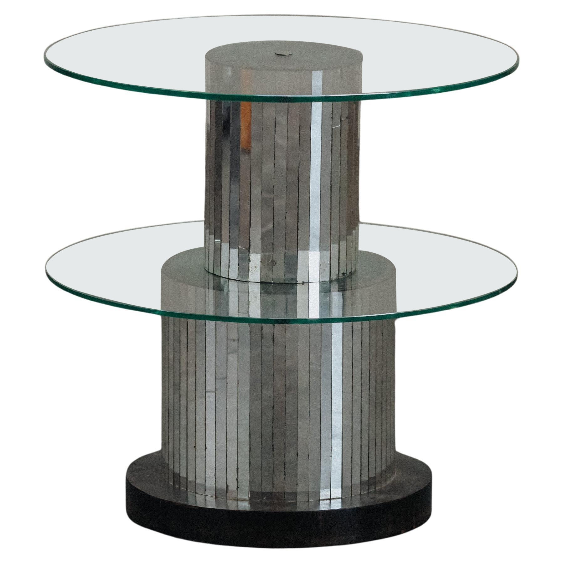 Vintage Mirrored Side Table From Italy, Circa 1970s For Sale