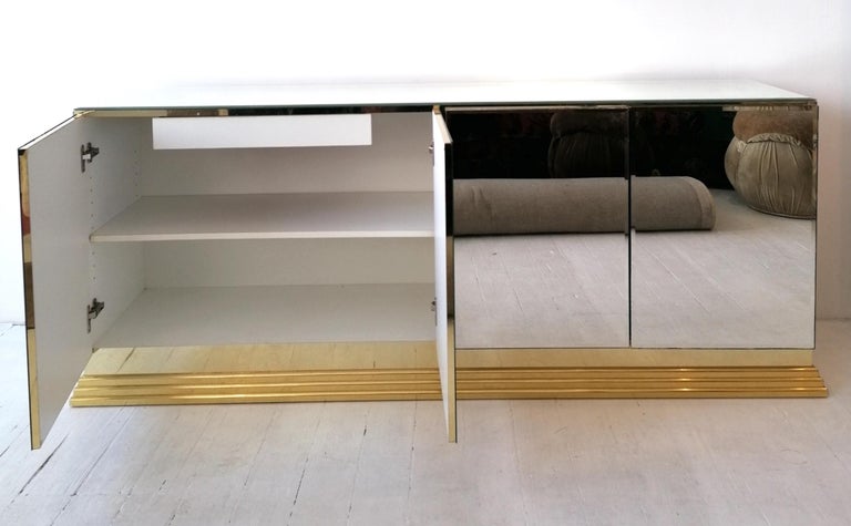 Vintage Mirrored Sideboard with Brass Base, by Ello Furniture USA, 1970s / 80s For Sale 8