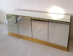 Enfilade en miroir vintage avec base en laiton, par Ello Furniture USA, 1970 / 1980