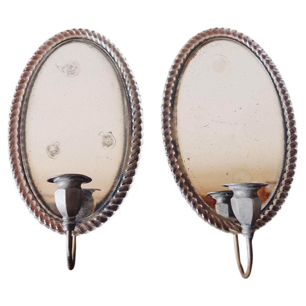 Candelabros de pared con espejo vintage