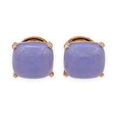 Vintage Mish NY Blue Chalcedony and Quartz Cufflinks in 18K Rose Gold C. 2005