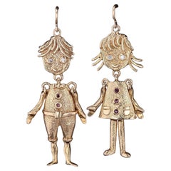 Vintage Mismatched Children Earrings of 14k Gold