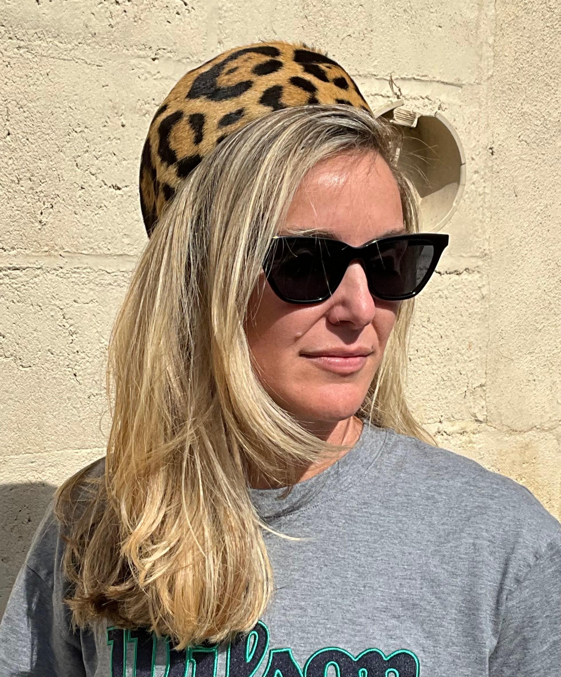 Vintage Miss Alice Leopard Print Fur Pillbox Hat For Sale 8