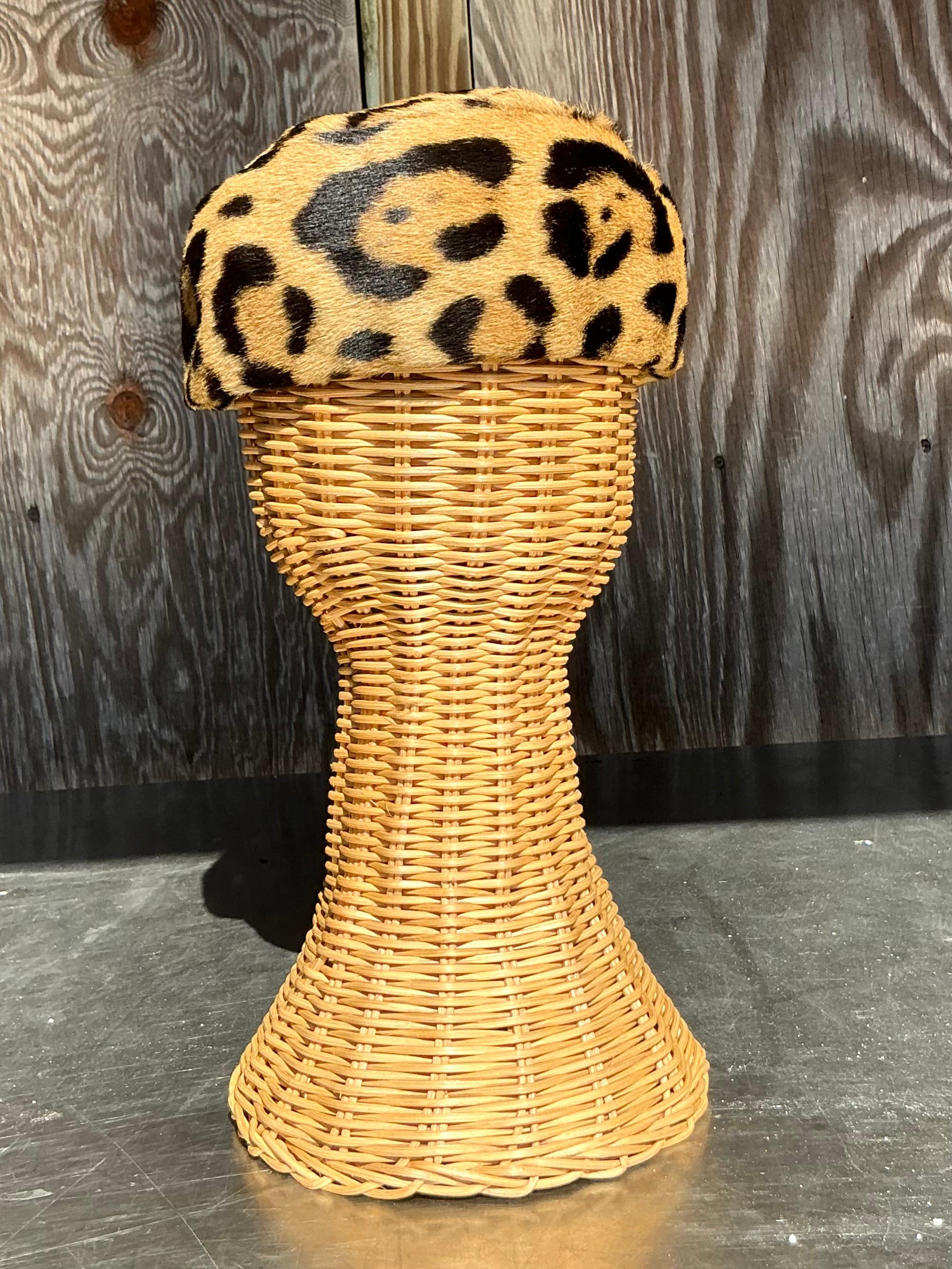 Vintage Miss Alice Leopard Print Fur Pillbox Hat For Sale 3