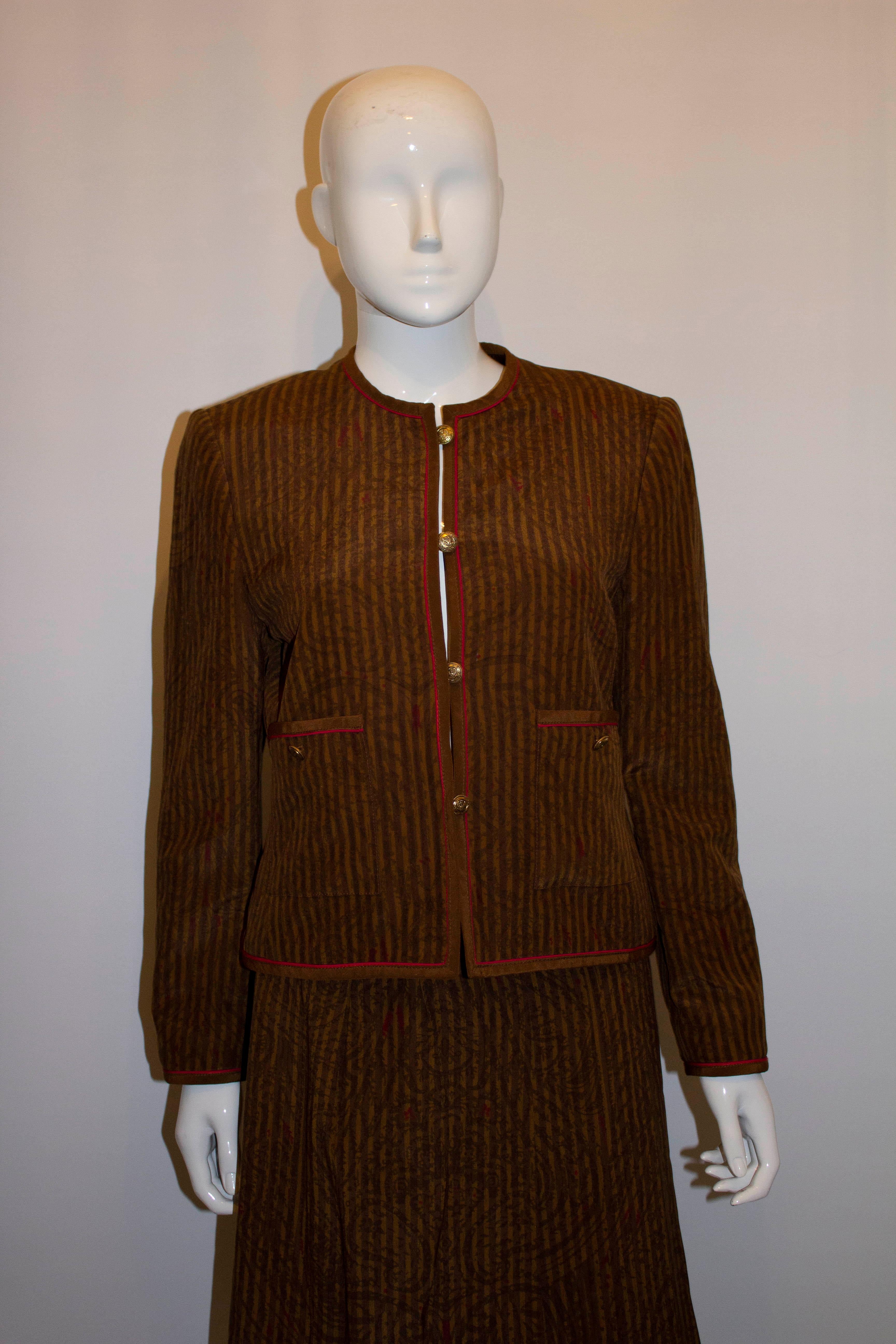 Brown Vintage Miss Antonette Silk Skirt Suit For Sale