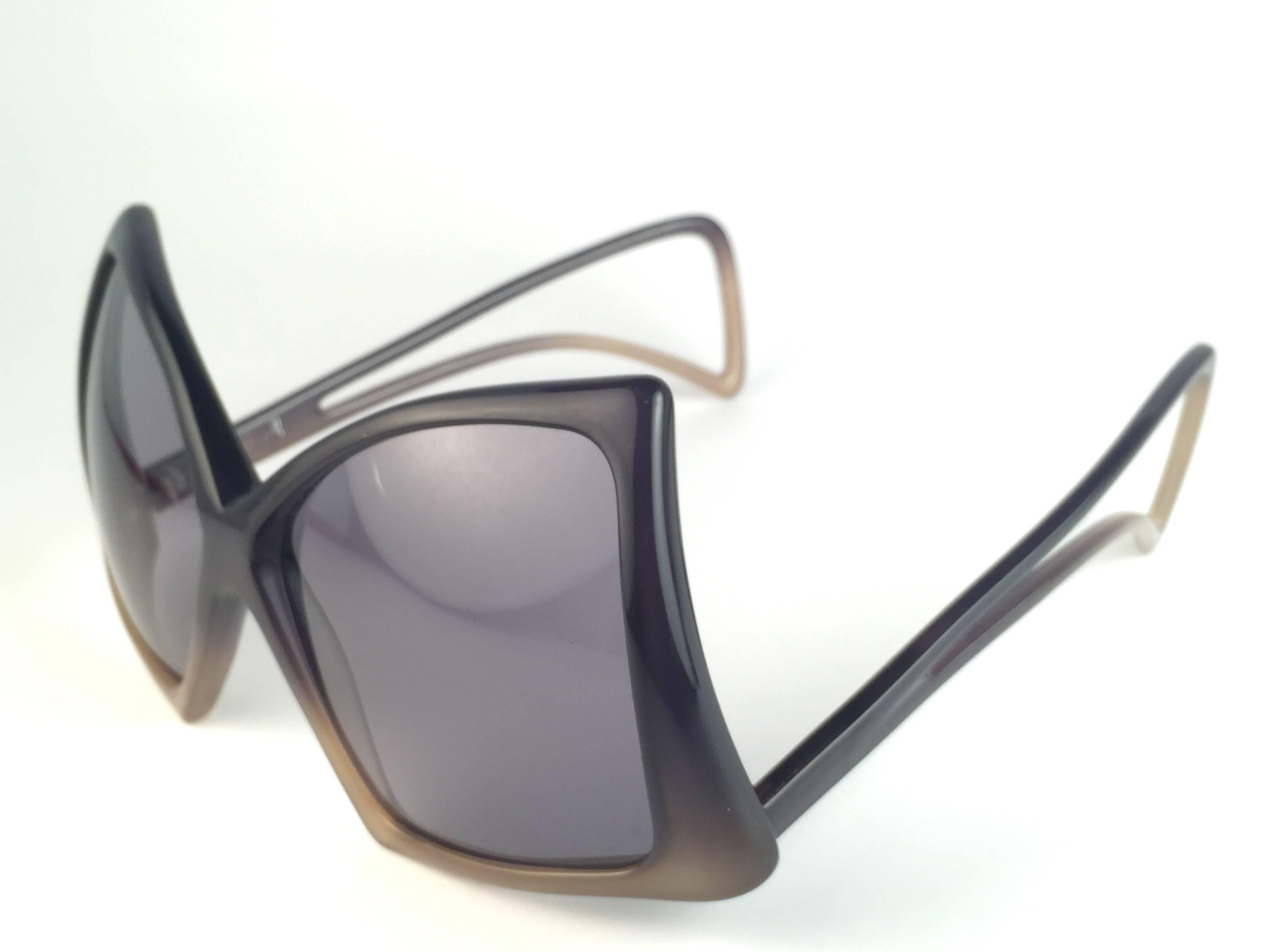 Gray Vintage Miss Dior Mask Shield Green Optyl Sunglasses Germany 1970's For Sale