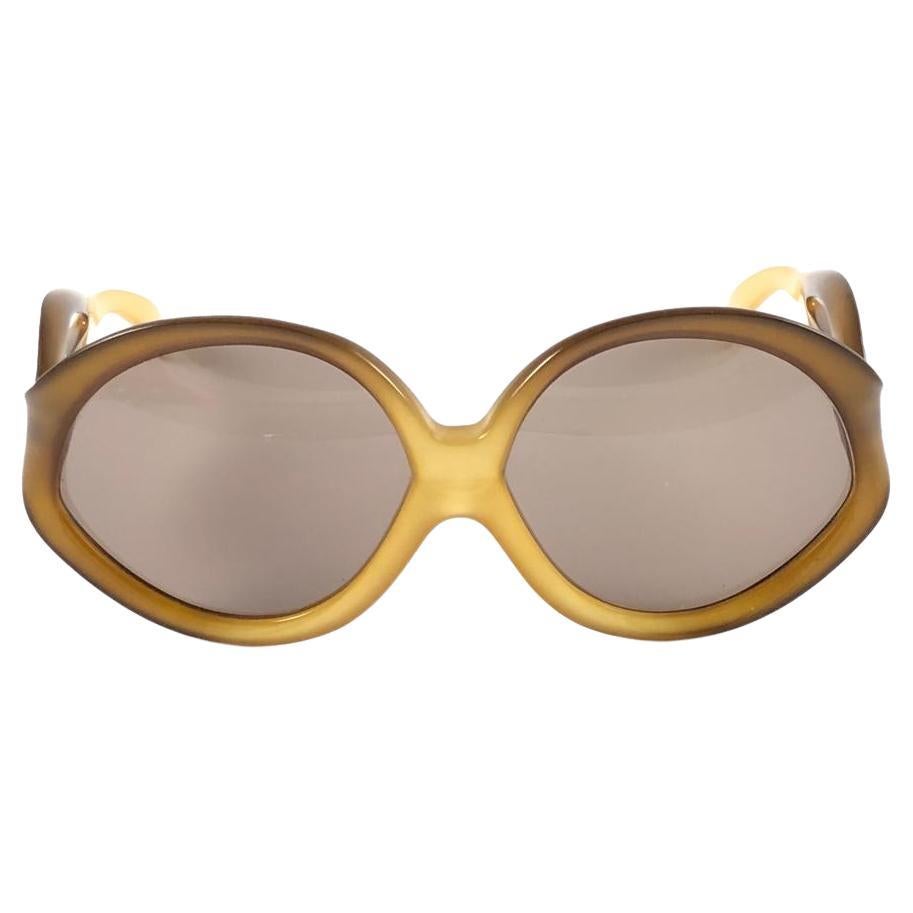 Miss Dior lunettes de soleil autrichiennes vintage à deux tons brun clair avec masque en ambre, années 70