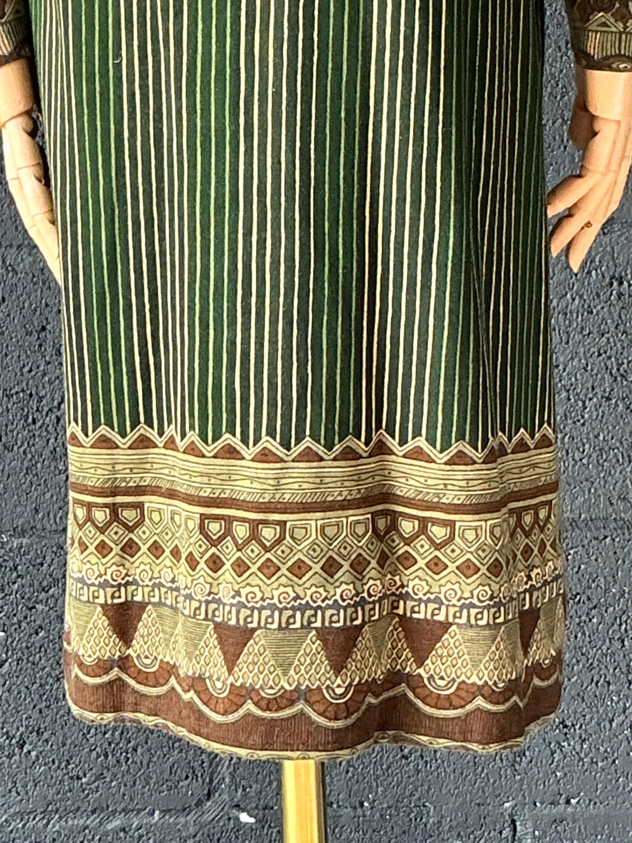 Vintage Miss O Vestido verde a rayas con cinturón en venta 4