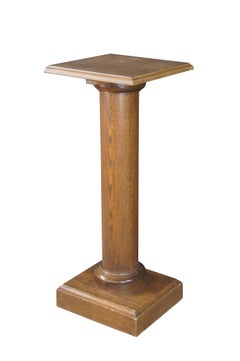 Vintage Mission Arts & Crafts American Oak Sculpture Pedestal Plant Stand Column