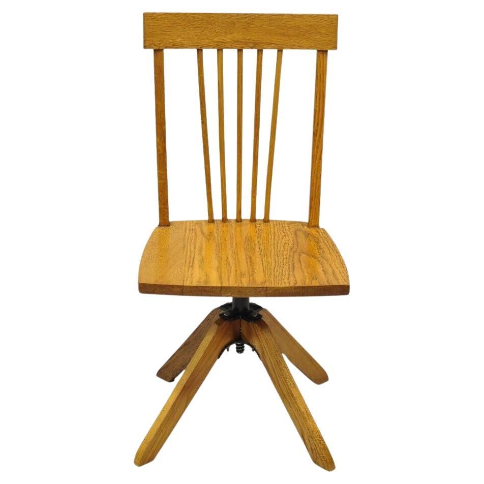 Vintage Mission Arts & Crafts Oak Wood Child's School Desk Chair