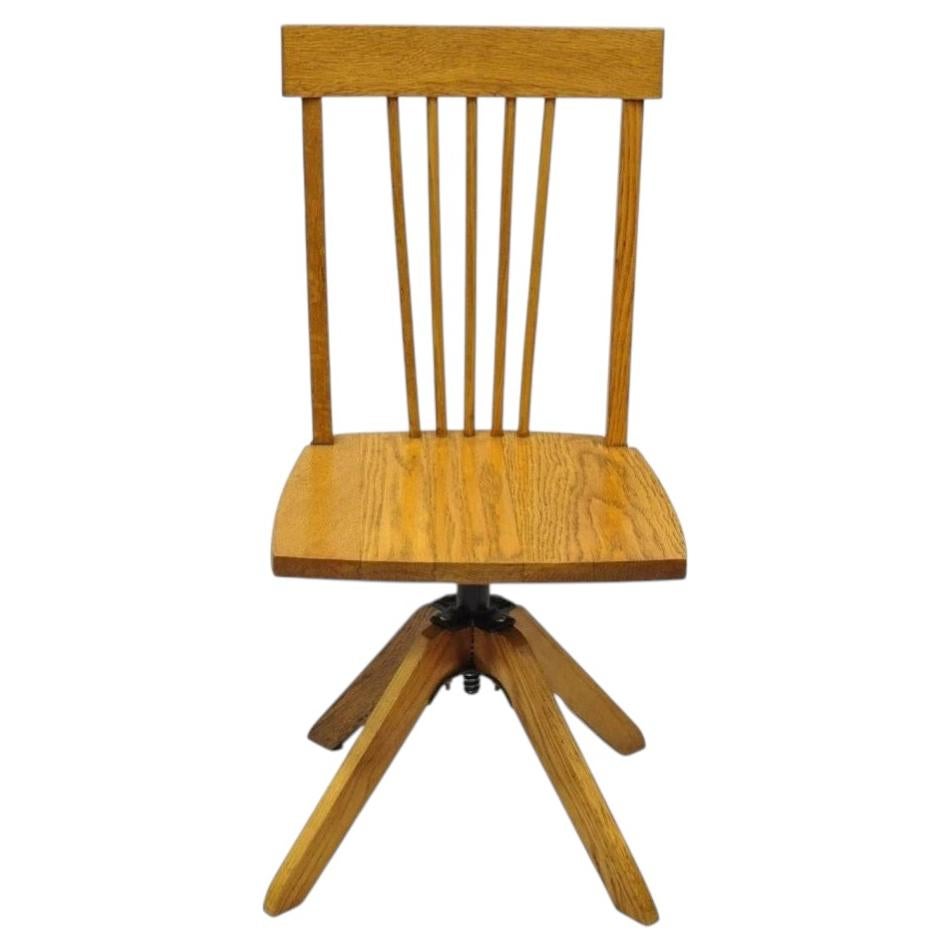 Vintage Mission Arts & Crafts Oak Wood Small Child’s School Desk Chair For Sale