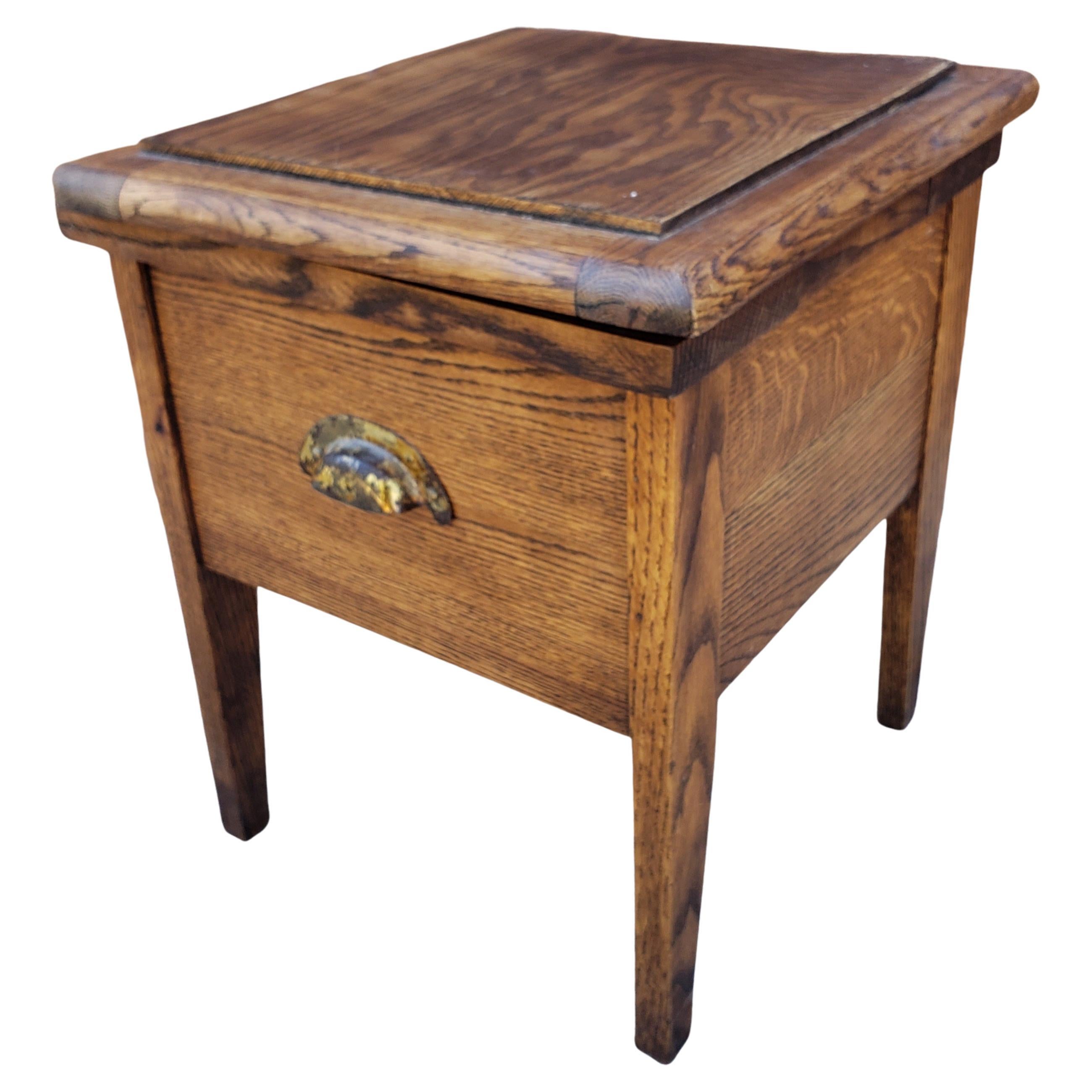 Versatile use Vintage Mission Oak Low Stool, Bedroom Commode or Trash Box whichever way you want to use it. 
Very good vintage condition.
Measures 14.75