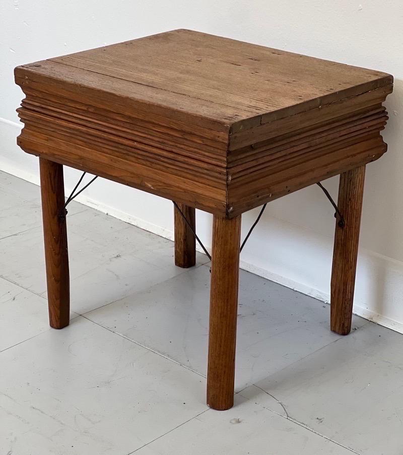 Wood Vintage Mission Style Accent Table with Storage  For Sale