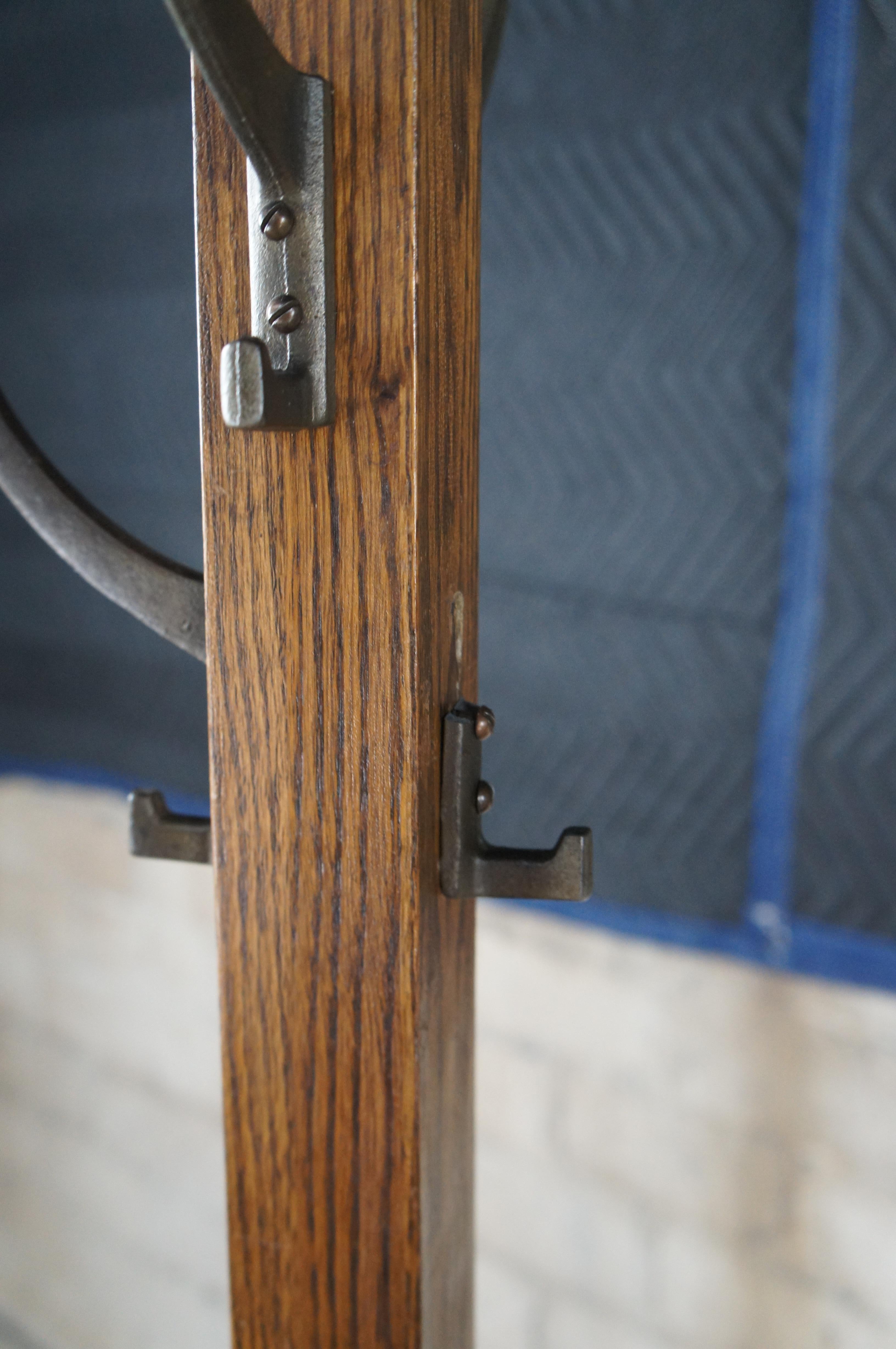 Vintage Mission Style Quartersawn Oak Hall Coat Tree Hat Rack Hanger 68