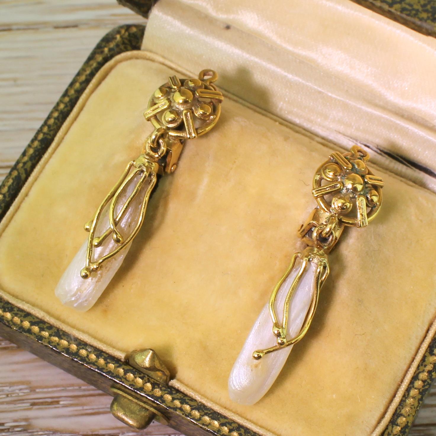 Vintage Mississippi River Pearl Drop Earrings For Sale 2