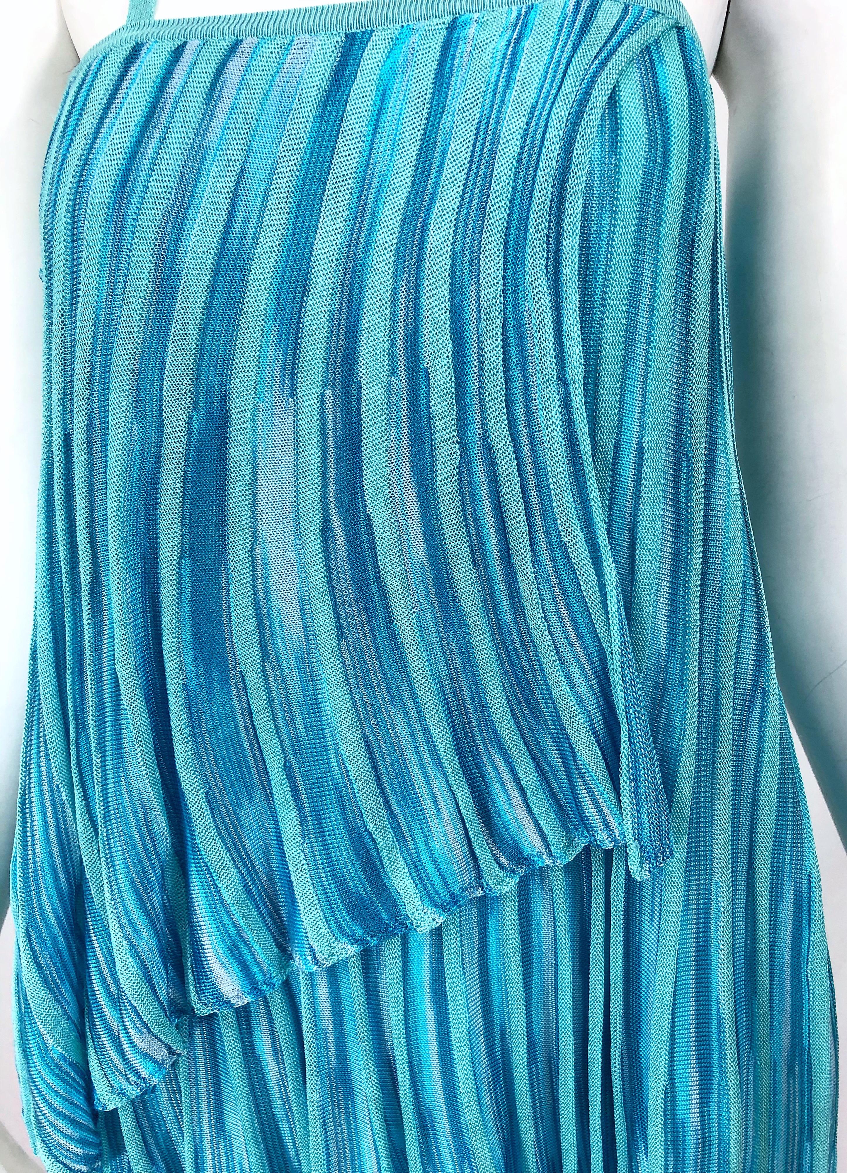 Women's Vintage Missoni 1990s Turquoise Teal Blue Knit Vintage 90s Halter Top OR Skirt For Sale