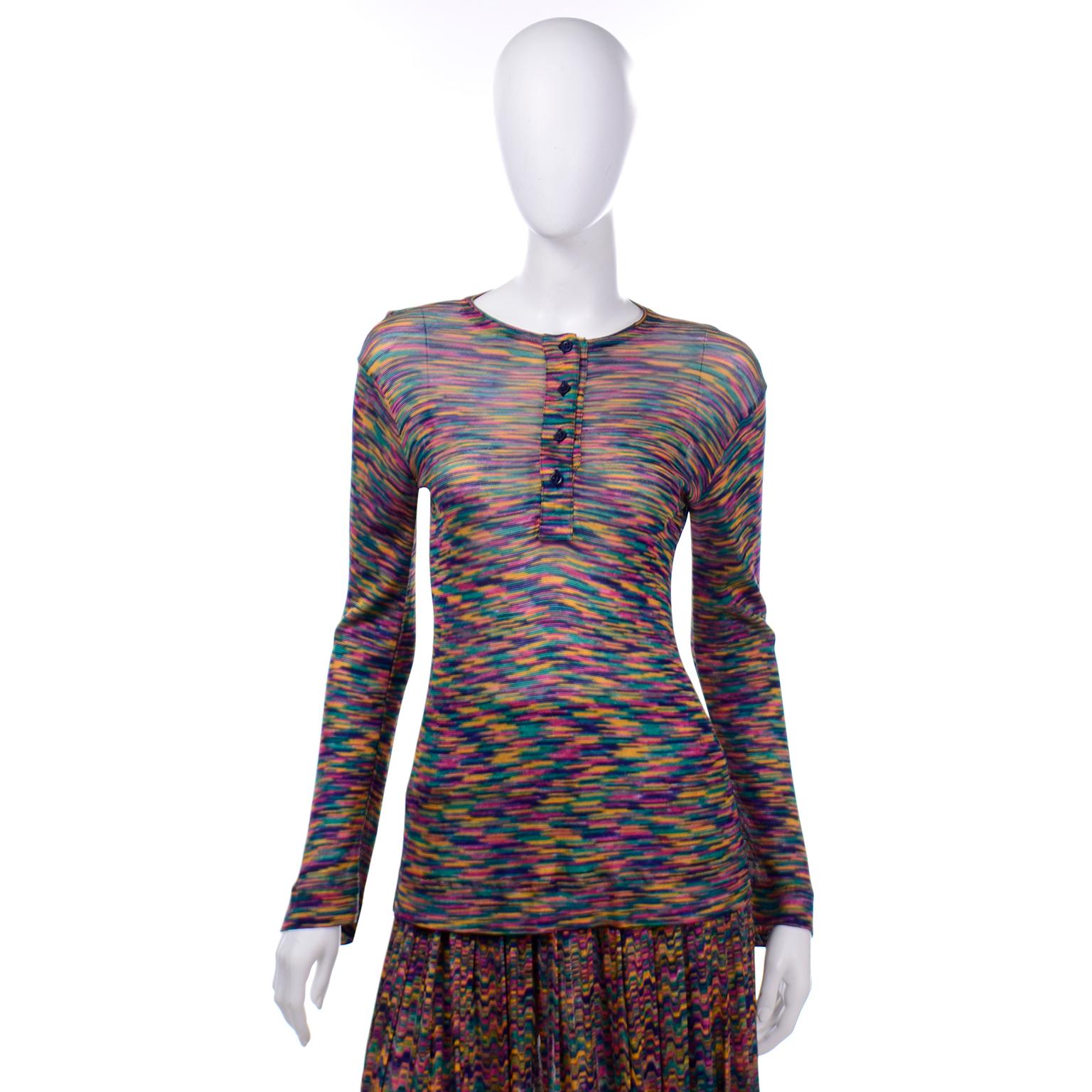 Vintage Missoni 2 Pc Striped Maglia Knit Dress w Skirt and Long Sleeve Top In Excellent Condition In Portland, OR