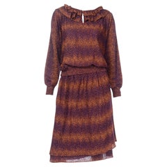 Retro Missoni 2pc Dress Purple & Copper Metallic Ruffled Top & Tiered Skirt