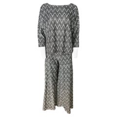 Vintage Missoni Black & Metallic Zigzag Top & Pants Set, Size Medium