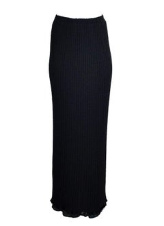Vintage Missoni Black Ribbed Knit Maxi Skirt