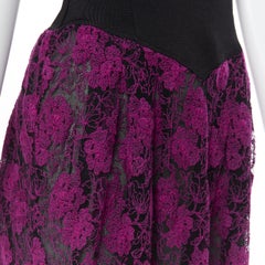vintage MISSONI Black stretch bustier purple floral lace overlay maxi dress IT42