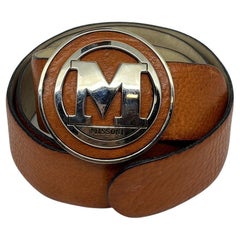 Cinturón M vintage de cuero marrón de Missoni