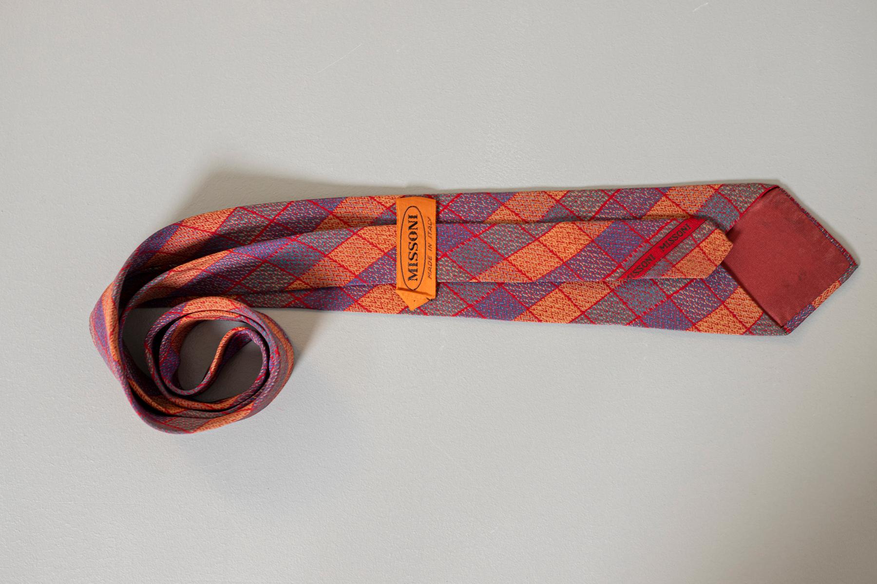 Vintage Missoni karierte Krawatte aus Seide im Zustand „Gut“ im Angebot in Milano, IT