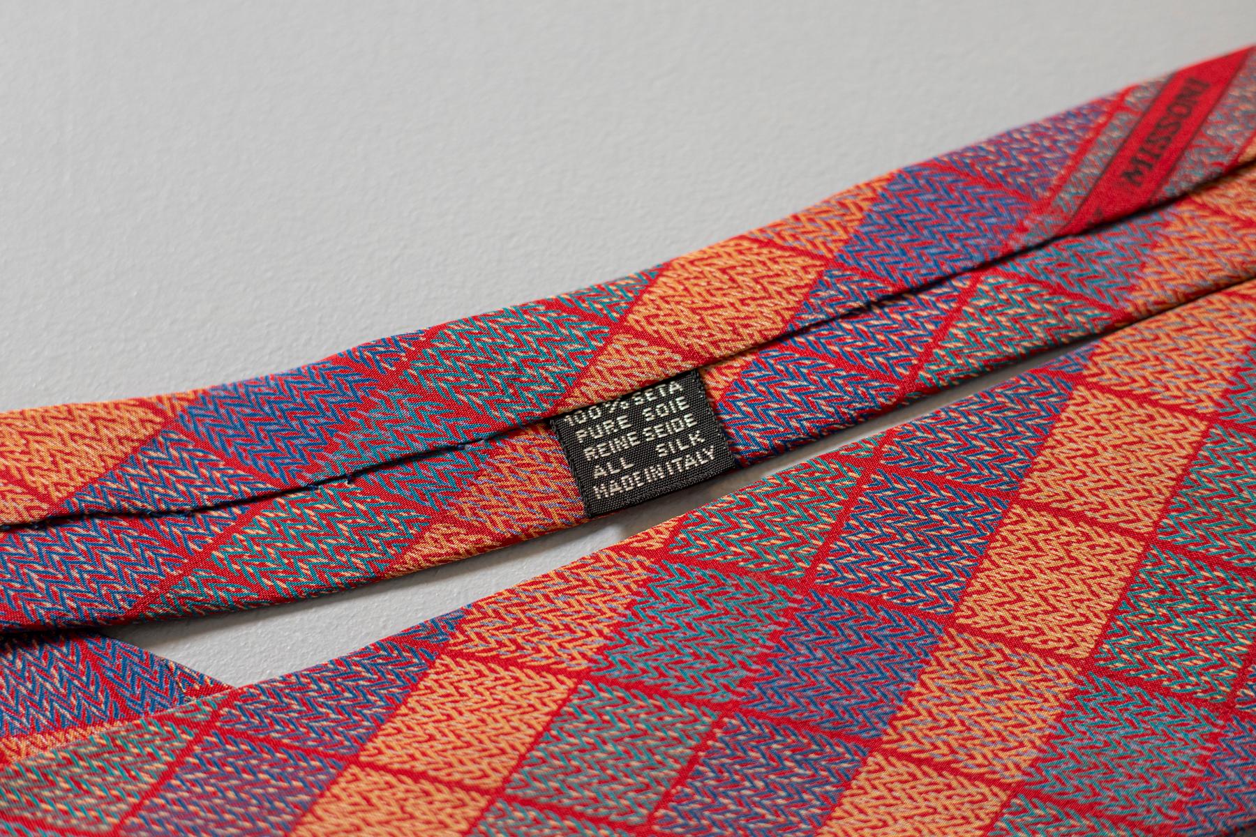Vintage Missoni karierte Krawatte aus Seide im Angebot 2