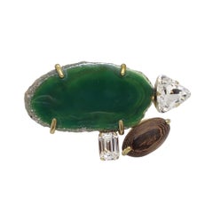 Vintage Missoni grüner Achat Kristall Brosche